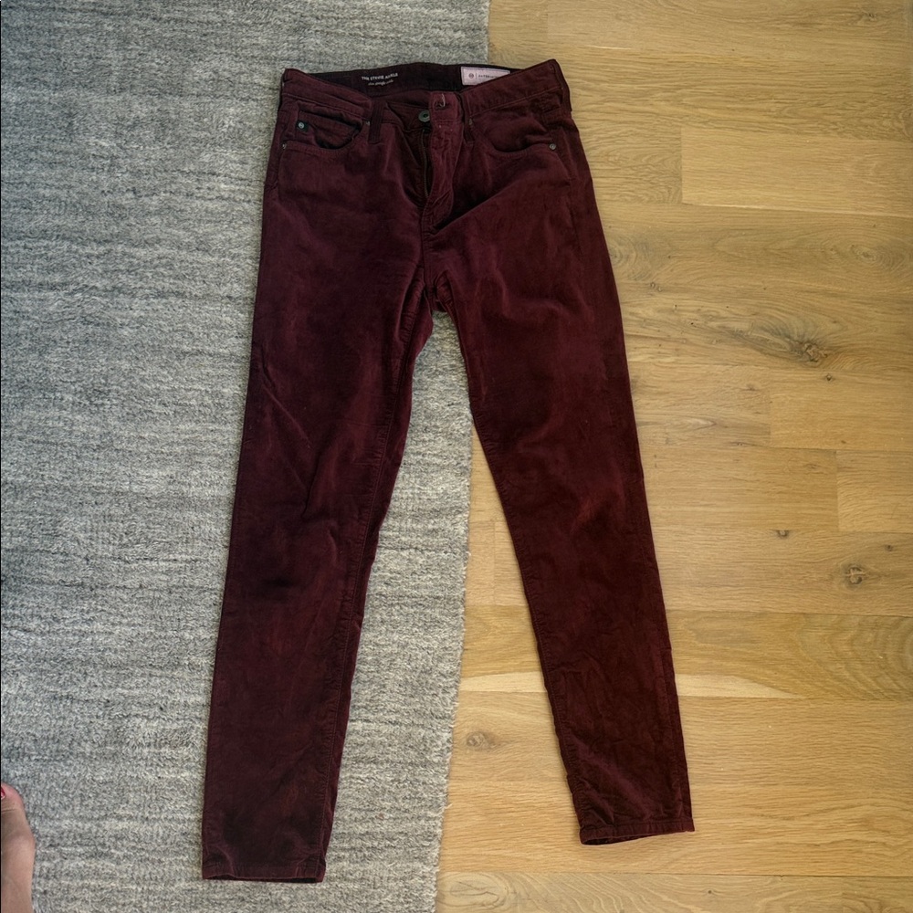 AG Adriano Goldschmied Women's Burgundy Ankle Jeans